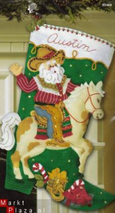 Sale Bucilla Compleet pakket Kerstsok Cowboy Santa