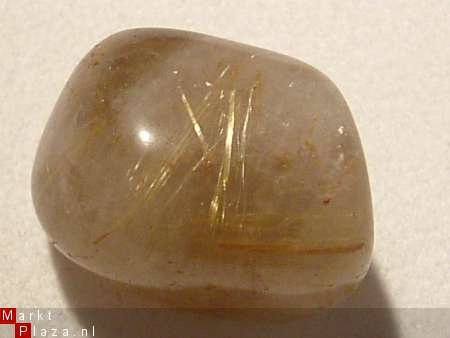 Rutielkwarts, Rutil-quartz nr 4 Knuffelsteen, Trommelsteen - 1