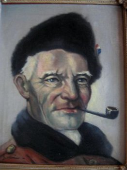 Portret van een vissersman met pijp - onduidelijk gesigneerd - 1