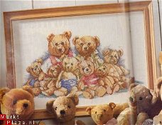 borduurpatroon 081 antieke teddyberenschilderij.
