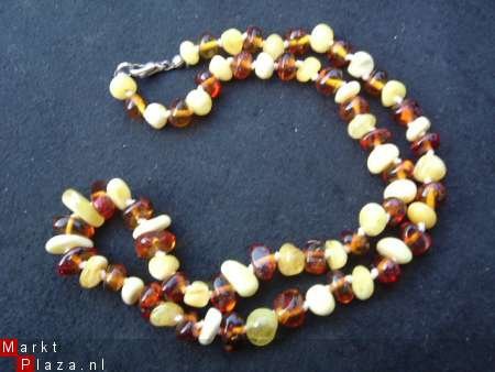 **ZOMERAKTIE !! **Amber geknoopt collier #N7 - 1