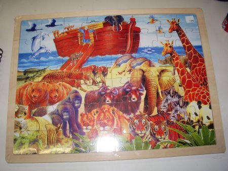 Ark van Noach met dieren Puzzel, van hout. - 1