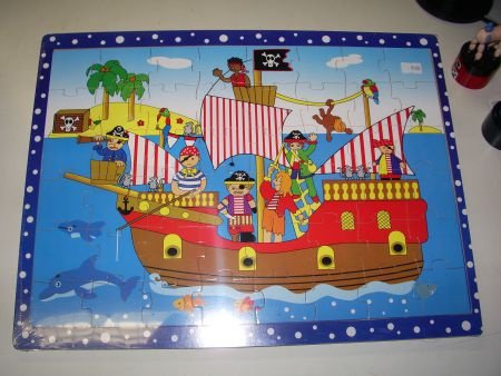 Piraten Puzzel met piratenboot, van hout. - 1