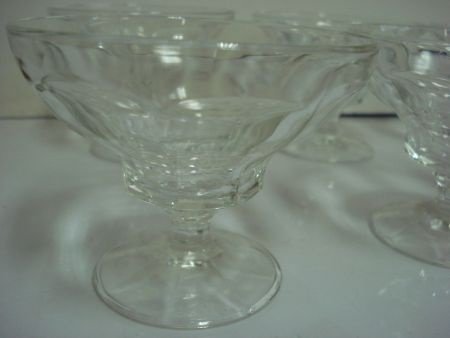 6 persglas glazen ijscoupe,s op voet vintage retro - 1