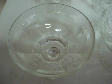 6 persglas glazen ijscoupe,s op voet vintage retro - 1