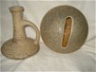 vintage keramiek plat object heel apart 15 cm + vaasje - 1 - Thumbnail