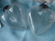 Valentijns harten van helder craqueel glas 11 cm groot
