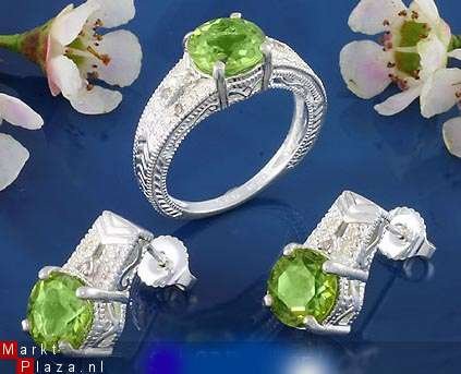 Schitterend Sieradenset Diamant en Peridot 20 mm ( no 08) - 1