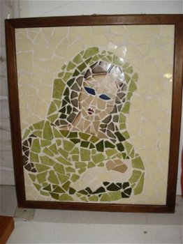 Madonna Maria schilderij mozaiek mt 38 x 46 cm - 1