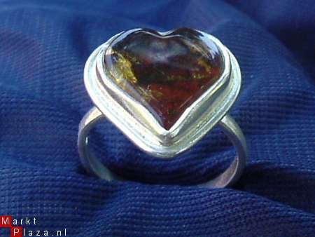 Zilveren ring met Barnsteen "Goldheart" - 1