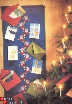 borduurpatroon 108 kaartenlap met kerstmannetjes. - 1