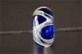 1 glaskraal / bead voor beads armband kobalt met raku. - 1 - Thumbnail