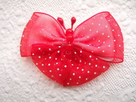 Grote organza vlinder ~ 5 cm ~ Rood - 1