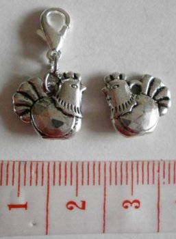 Natuur : Dieren : Charm kip 13 x 12 mm. - 1