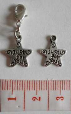 Diversen : Charm ster just for you 15 x 12 mm.