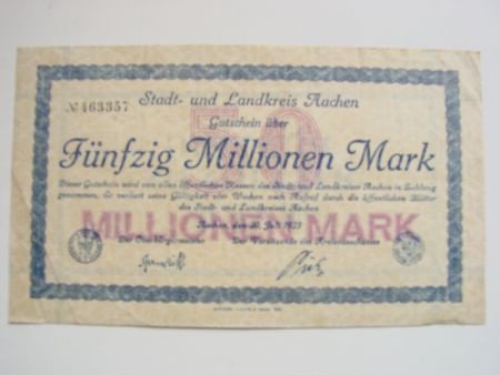 Noodgeld Aachen 50 Miljoen Mark - 1