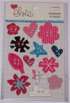 SALE! NIEUW 13 Chipboard buttons Roxie van Love Elsie - 1