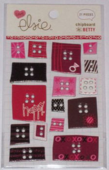 NIEUW 21 Chipboard buttons Betty Blocks Love Elsie - 1