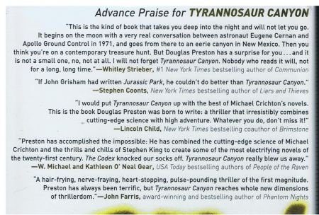 Douglas Preston = Tyrannosaur Canyon ENGELS !! Nieuw . - 2