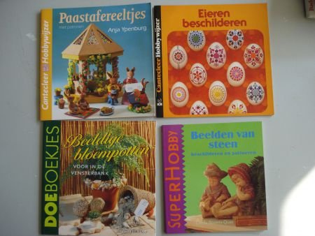 4 hobbyboekjes paastafereeltjes, bloempotten beelden - 1
