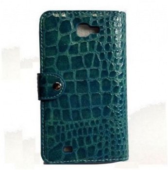 Crocodile Stijl hoesje Galaxy Note, i9220, Blauw - 1