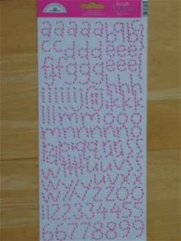 Doodlebug cardstock stickers doodle twin alphabet bubblegum - 1