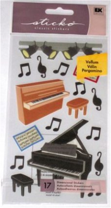 SALE! NIEUW vel Sticko vellum stickers Piano van EK Success