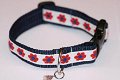 Blauwe halsband met rode bloemetjes - 1 - Thumbnail