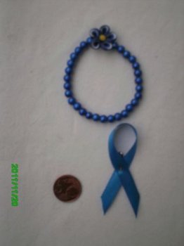 dark blue ribbon parelarmband met ME awareness lintje - 1
