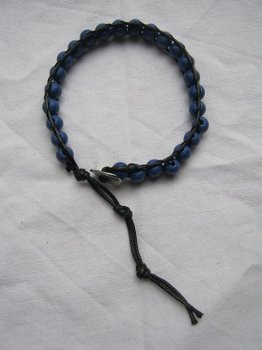 armband met edelsteen kralen chan luu style donkerblauwe edelstenen lapis blauw met ME lintje - 1