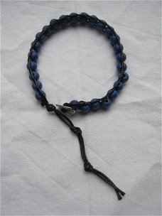 armband met edelsteen kralen chan luu style donkerblauwe edelstenen lapis blauw met ME lintje