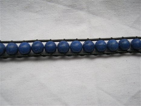 armband met edelsteen kralen chan luu style donkerblauwe edelstenen lapis blauw met ME lintje - 2