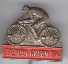 Tiemen groen"64 fiets  speldje ( C_092 )