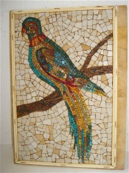 schilderij van mini stukjes mozaiek vogel 22 x 33 cm zonder - 1