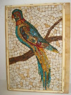 schilderij van mini stukjes mozaiek vogel 22 x 33 cm zonder