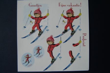 nr.19 KNIPVELLETJE meisje skieen [rode pak] - 1