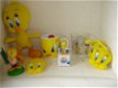 Tweety pluche en plastic figuurtjes , beker en glas, portem - 1 - Thumbnail