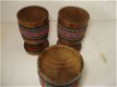 3 houten handgedraaide eierdopjes met sierlint - 1 - Thumbnail