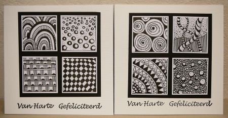 Zentangle kaart 03: 4 raampjes in zwart-wit - 1