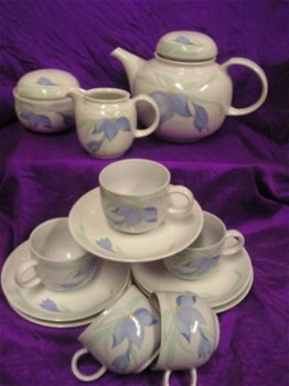 Kahla porselein theeservies,wit/blauw - 1