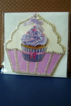 nr.010 Blanco staande wenskaart met cup cake - 1