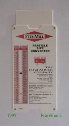[1995] Particle Size Converter Card, Fitz®Mill, Fitzpatrick