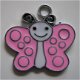 bedeltje/charm emaille :vlinder rose - 23x22 mm (nog 6 st.) - 1 - Thumbnail