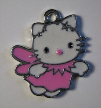 bedeltje/charm emaille :hello kitty engel rose - 25x22 mm - 1