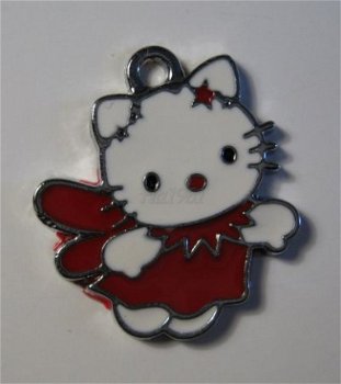 bedeltje/charm emaille :hello kitty engel rood - 25x22 mm - 1