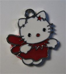 bedeltje/charm emaille :hello kitty engel rood - 25x22 mm