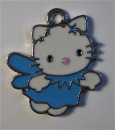 bedeltje/charm emaille :hello kitty engel blauw - 25x22 mm