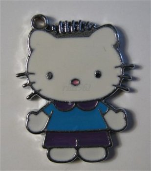 bedeltje/charm emaille :hello kitty boy blauwe trui-20x25 mm - 1