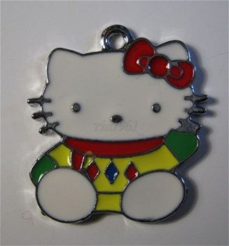 bedeltje/charm emaille :hello kitty gele trui-23x21 mm - 1