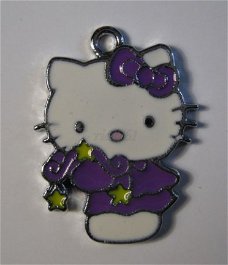 bedeltje/charm emaille :hello kitty lantaarn paars - 20x26mm